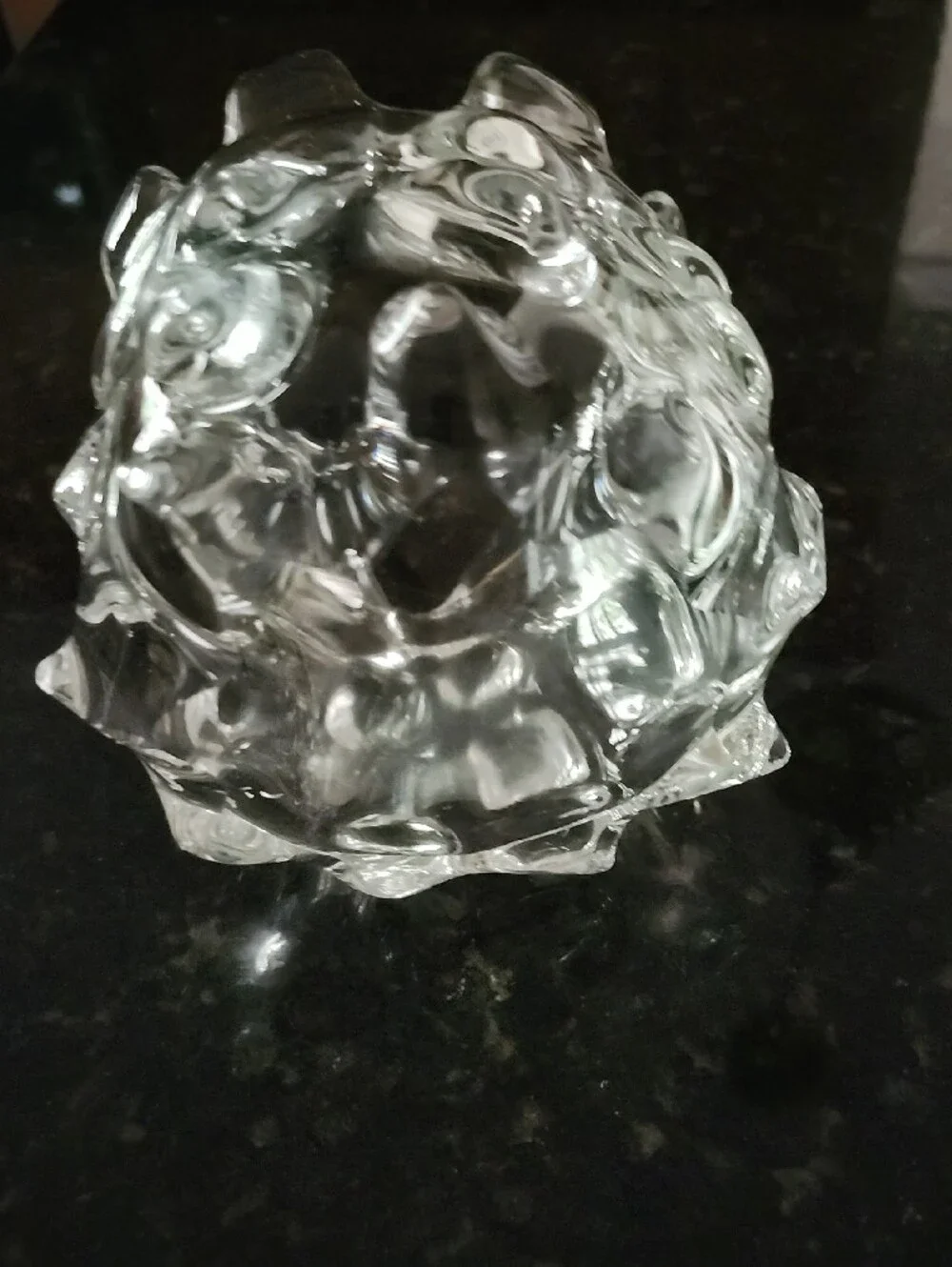 Brutalist Clear Glass Thorn Vase. 4